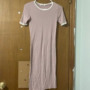 Purple and white striped maxi dress - heart and hips- M